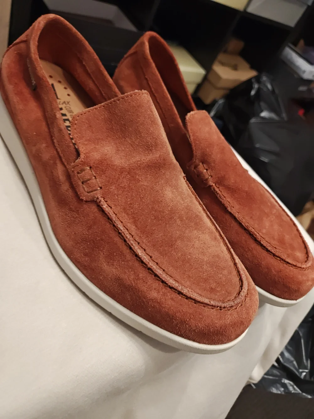Mephisto Men's Suede Slip-On Loafers in Rust Orange 8